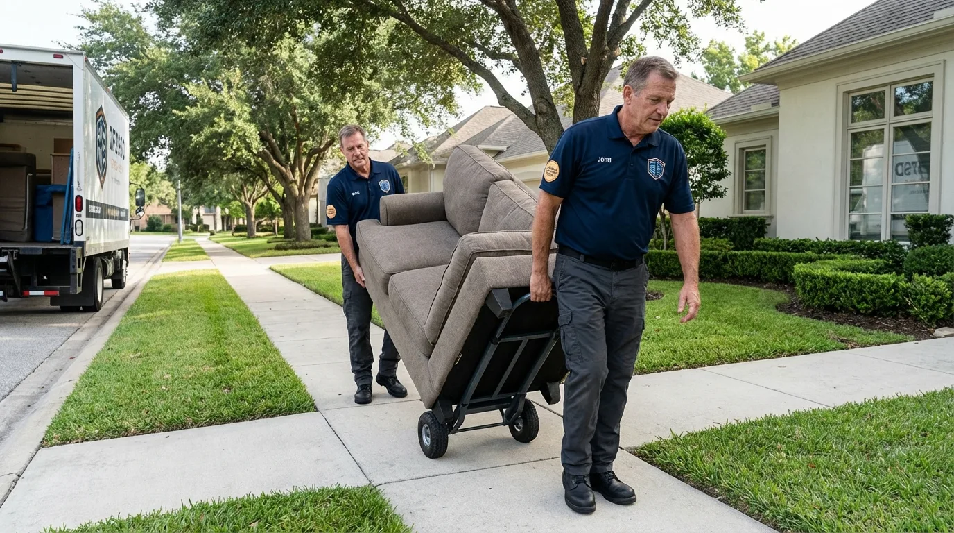 Local residential moving crew loading furniture in Roslyn, NY